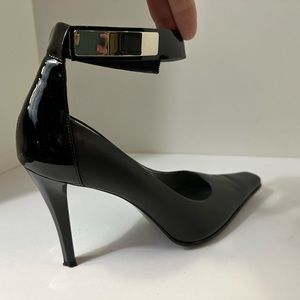 COPY - COPY - Nine West Women's Stiletto Ankle Strap High Heels Pumps Black Lea…